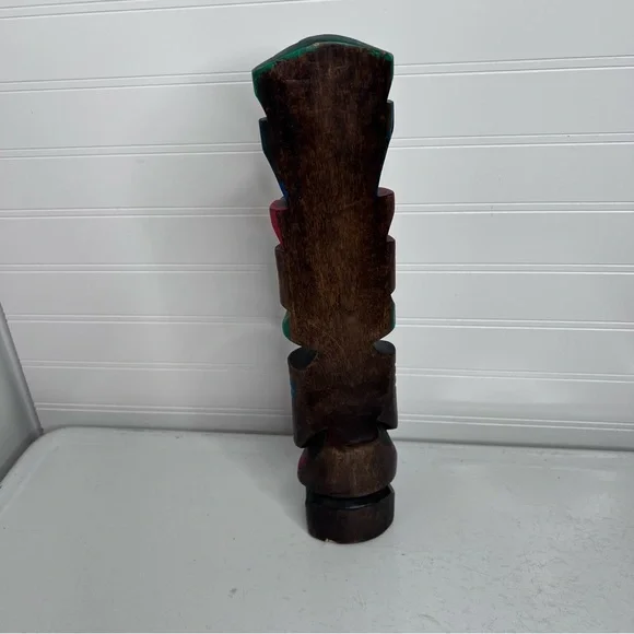 aztec wooden carved wood painted totem - Picture 8 of 13